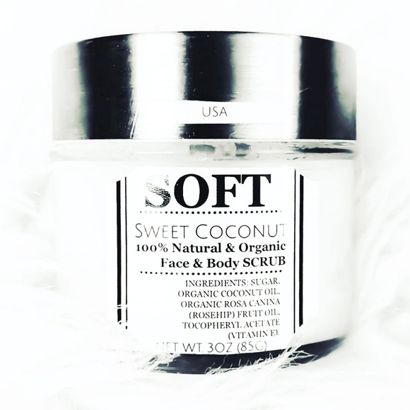 Organic Natural Exfoliator | SOFT Sweet Coconut Scrub 3oz - Picture 9 of 9
